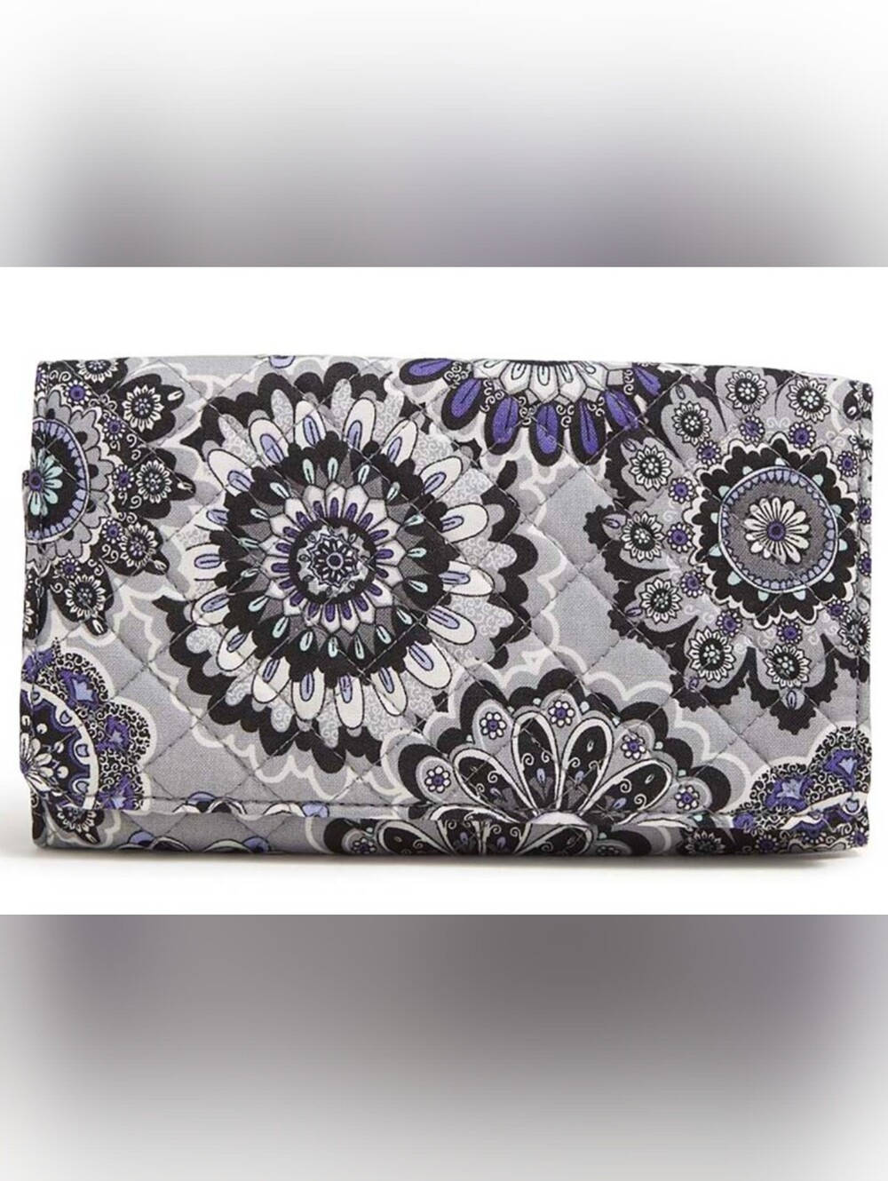 Vera Bradley Gray and Purple Floral Quilted Wallet